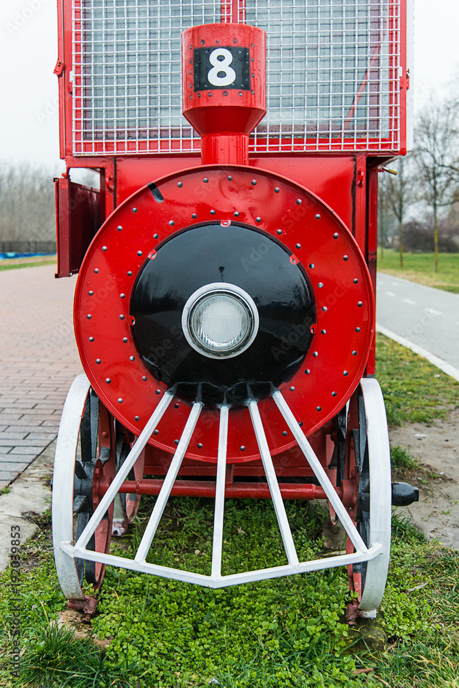 Fototapeta premium Imitation of red locomotive