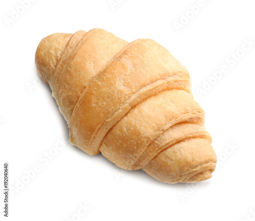 Tasty croissant on white background