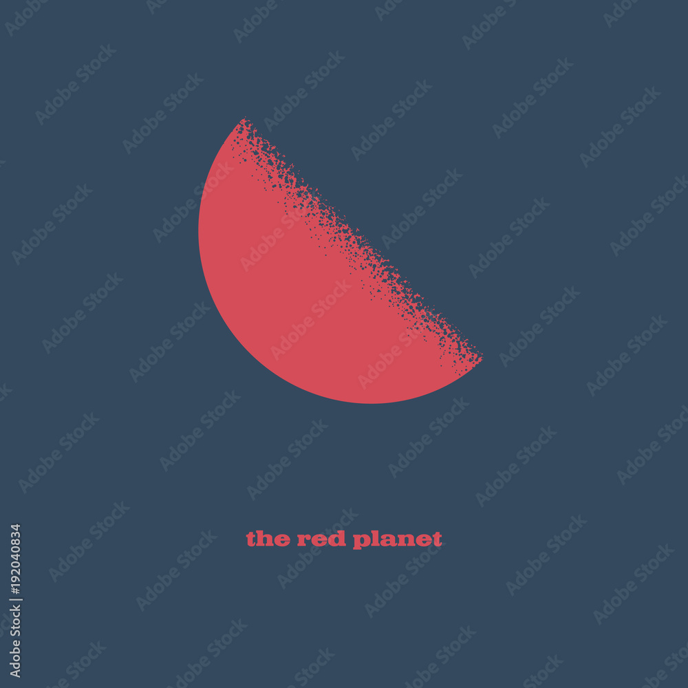 Naklejka premium Mars the red planet vector symbol in beautiful retro vintage art style.