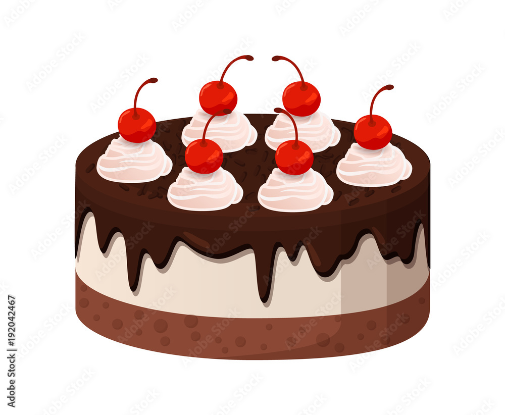 Tasty Cake with Dark Chocolate and Cherries on Top Tasty Cake with Dark Chocolate and Cherries on Top