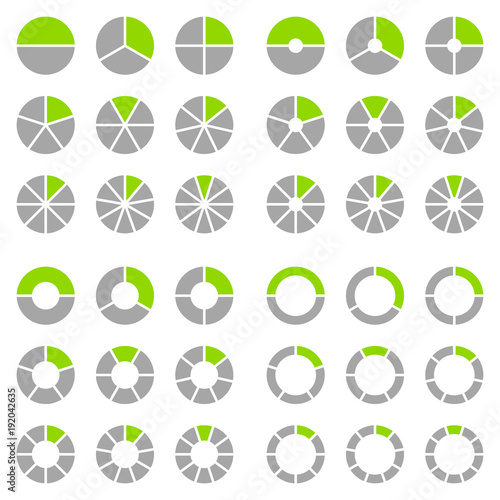 Set Pie Charts Grey/Green Square