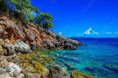 Fototapeta Naklejka Na Ścianę i Meble -  Beautiful landscape of Croatia, Croatia coast, sea and mountains. Panorama
