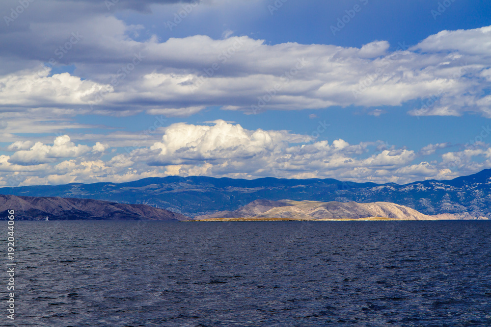 Blue sky and white clouds over the Adriatic Sea. Croatia Blue sky and white clouds over the Adriatic Sea. Croatia