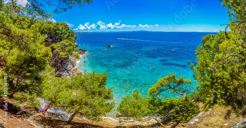 Beautiful landscape of Croatia  Croatia coast  sea and mountains. Panorama