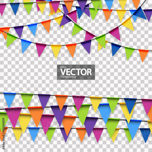 colored party garlands with vector transparency