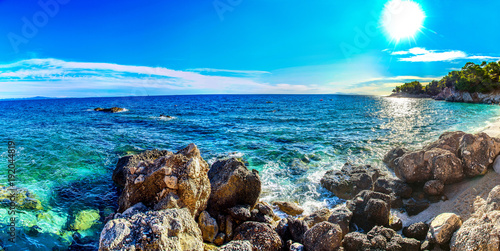 Fototapeta Naklejka Na Ścianę i Meble -  Beautiful landscape of Croatia, Croatia coast, sea and mountains. Panorama