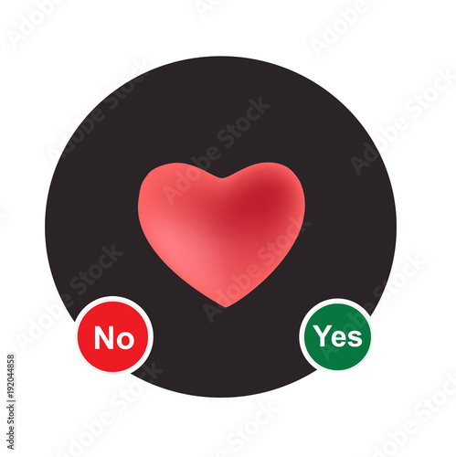 Yes or no Select by Heart, vector illustration. 