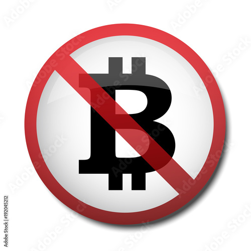illustration of a sign prohibiting a symbol of the bitcoin