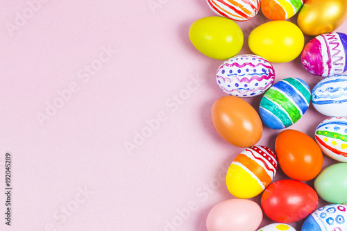 Easter eggs on Pink background