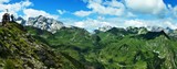 Austrian Alps-panoramic view on the mountains Drusenfluh and peak Kreuzjoch