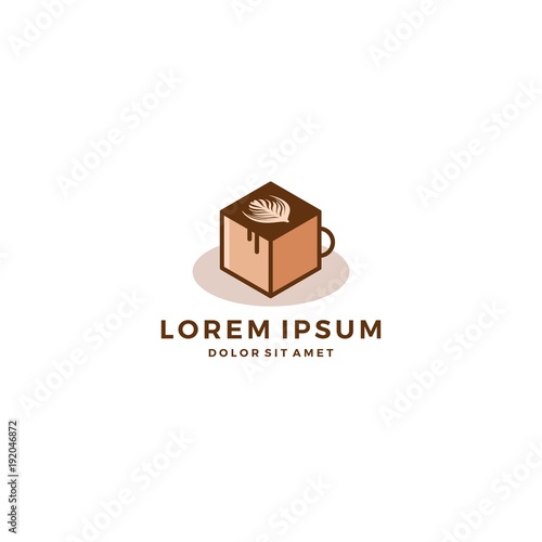 coffee box cube latte art mug logo vector download