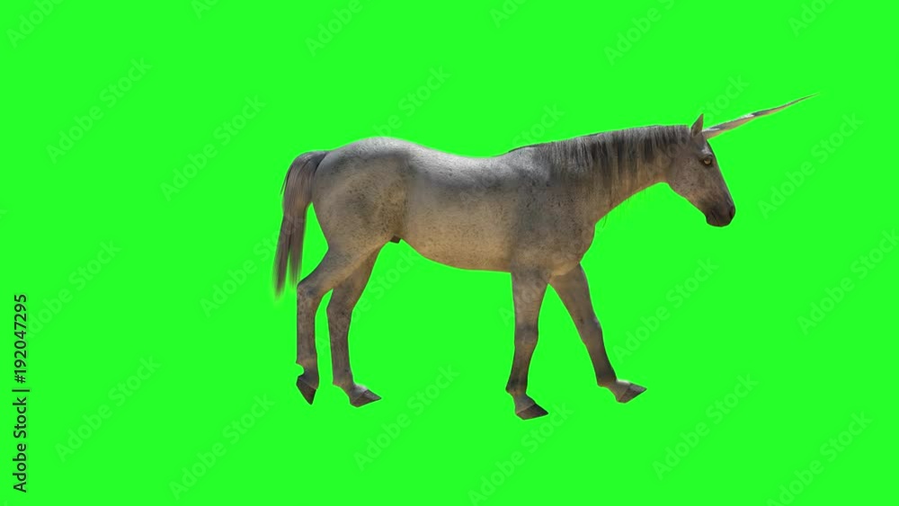 horse unicorn on a green background, 3D render horse unicorn on a green background, 3D render