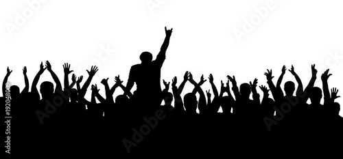 Concert, party. Applause crowd silhouette, cheerful people. Funny cheering. Isolated vector