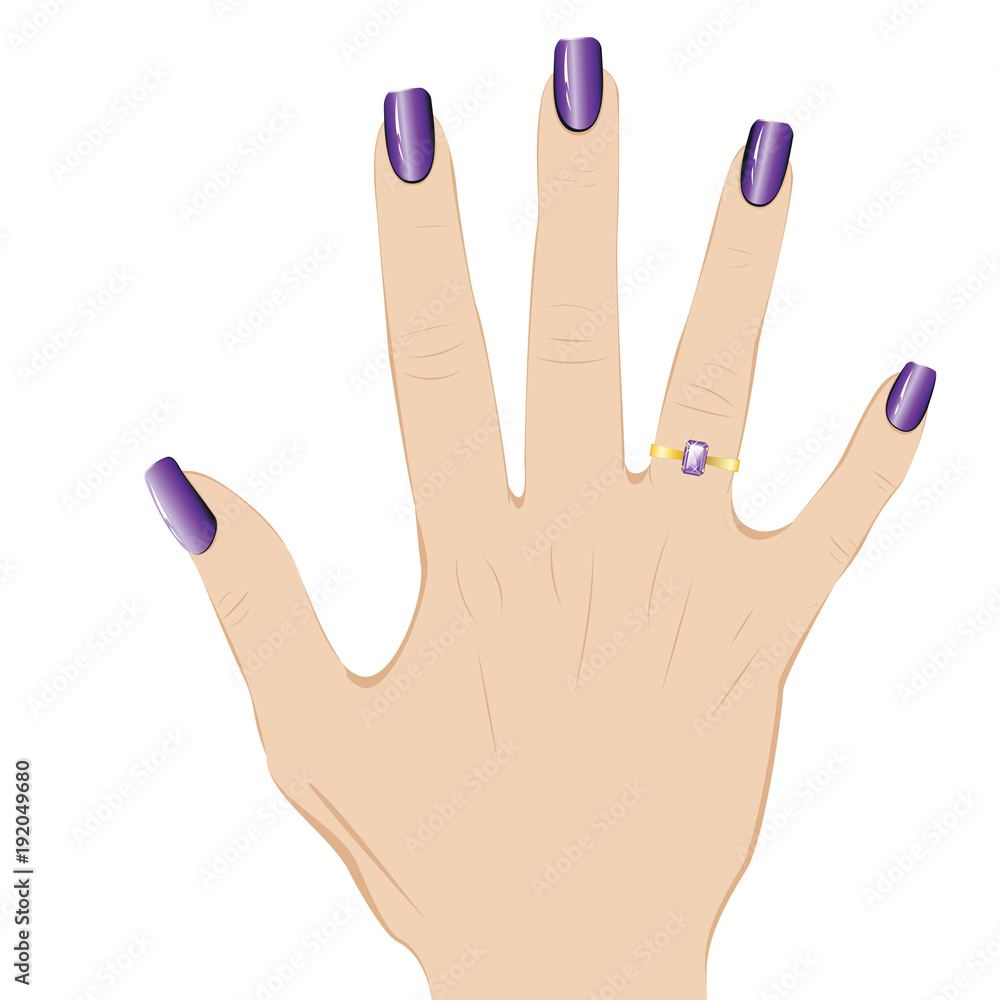 Obraz premium Amethyst Ring on a Hand