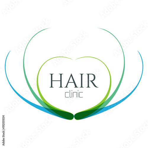 Hair logo with follicle icons for medical diagnostic centers and clinics. Alopecia and baldness treatment concept. Vector illustration.