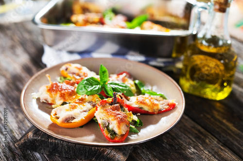 Stuffed peppers with  sardines and mozzarella