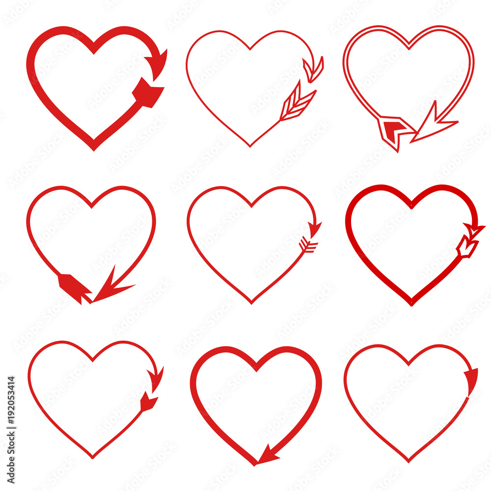 Hand drawn hearts. Design elements for Valentine's day.