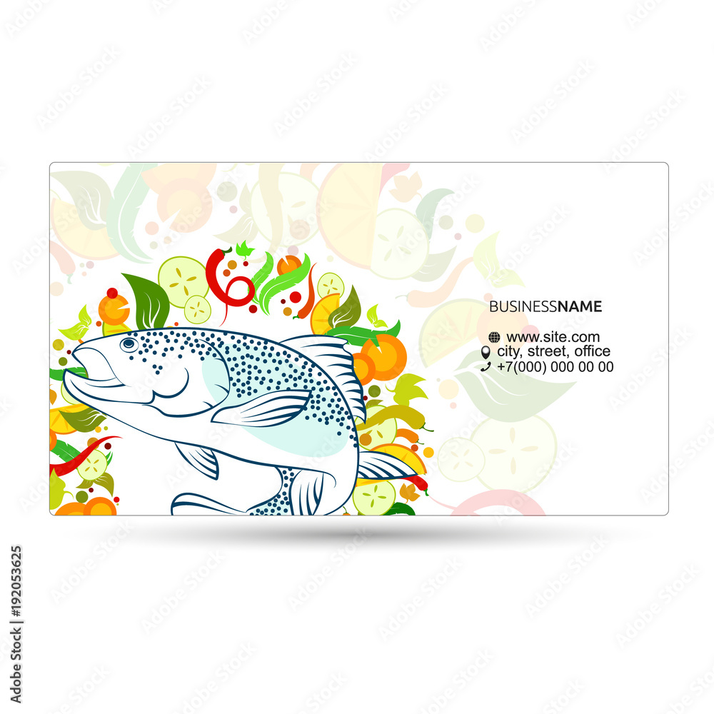 Fish meal with vegetables business card