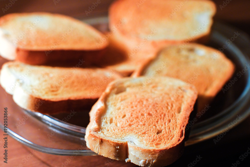 crispy toast on the plate
