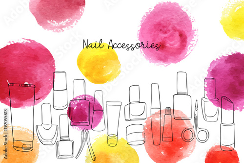 vector layout with nail polish accessories