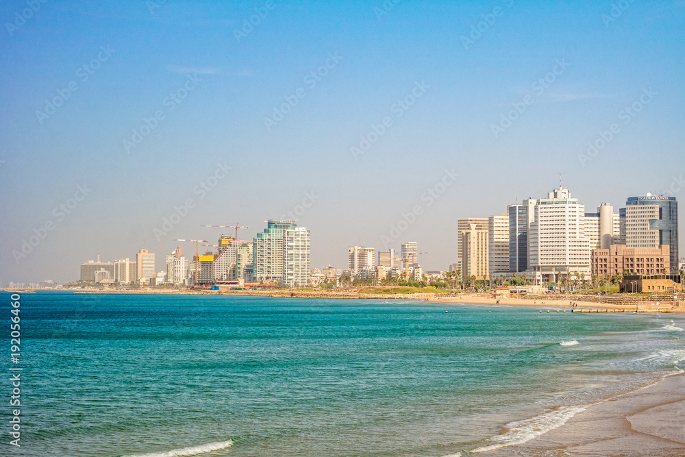 Naklejka premium Tel Aviv beach and city, Israel