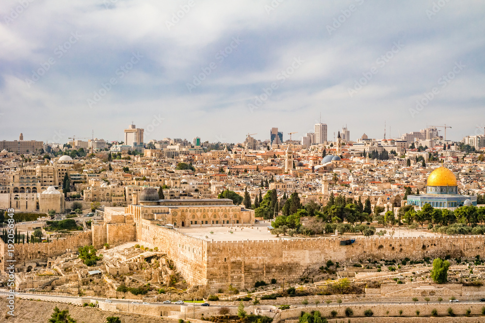 Panoramic view to Jerusalem old city.