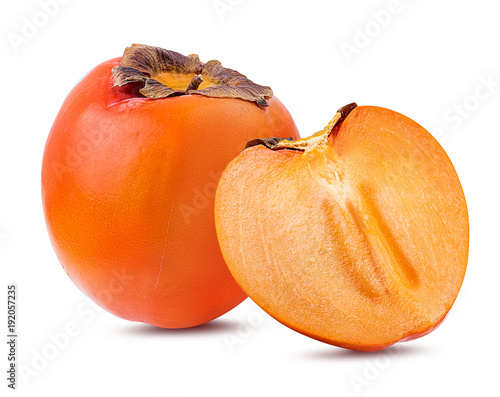 Fresh persimmon isolated on white background with clipping path photo