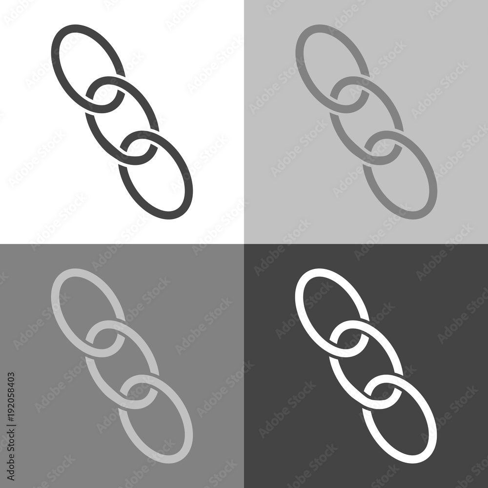 Fototapeta premium Chain, chain links. Vector chain set on white-grey-black color