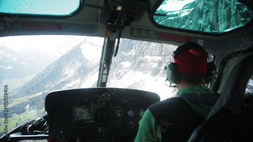 POV, pilot of helicopter in cockpit