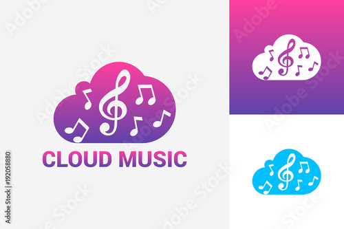 Cloud Music Logo Template Design Vector, Emblem, Design Concept, Creative Symbol, Icon