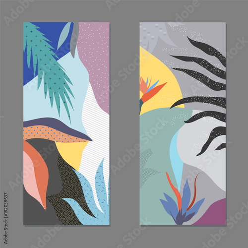 Set of creative trendy cards. Modern art. Cover design. Hand Drawn textures. Design for banner, poster, card, invitation, placard, brochure. Vector