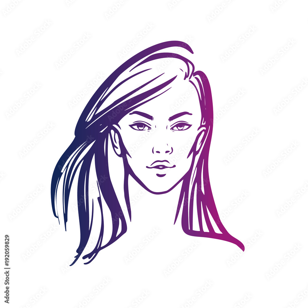 illustration of women long hair style icon, logo women on white background, vector illustration of women long hair style icon, logo women on white background, vector