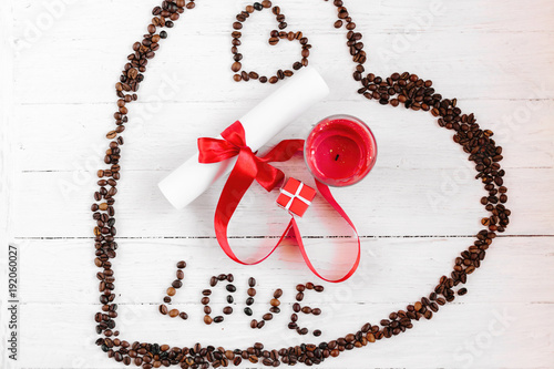 heart made of coffee beans photo