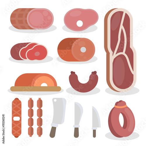 Butcher equipment set.