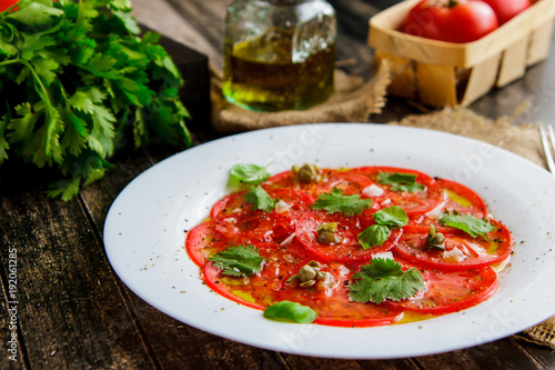 Carpaccio of fresh tomatoes and cilantro