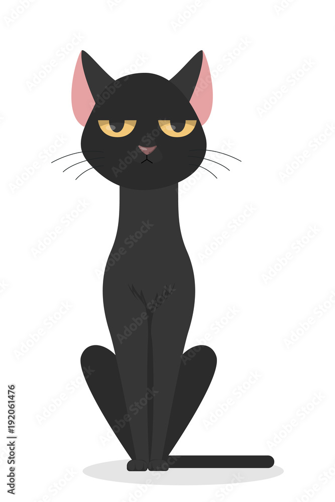 Isolated black cat sitting. Isolated black cat sitting.