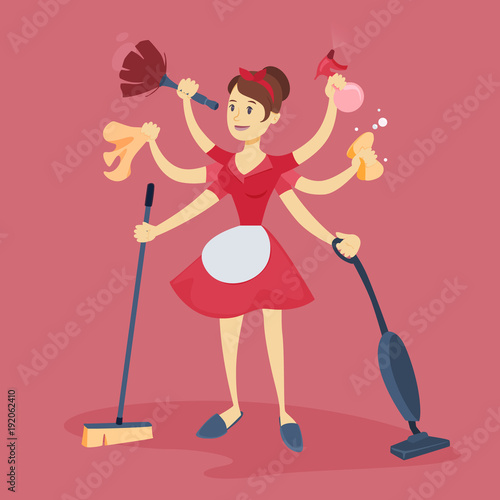 Isolated multitasking housewife.