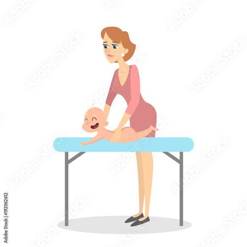 Baby massage illustration.