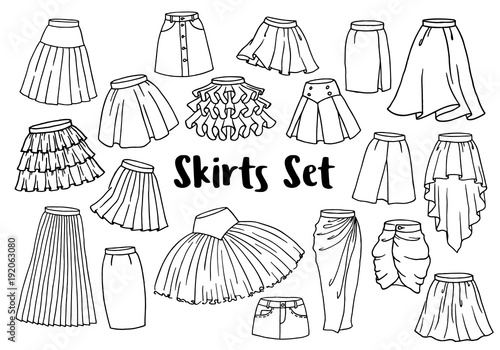 Set of hand drawn women skirts