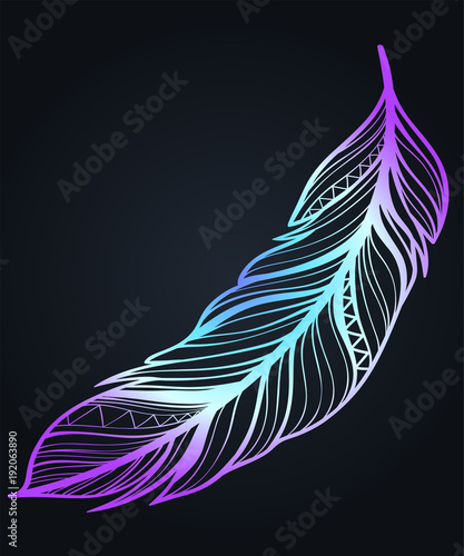 Bright rainbow pen on gradient background. Stylish accessory vector