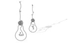 stylish, painted light bulbs for backgrounds in the form of wire, for interior, design, advertising, ideas, icons, web. vector sketch