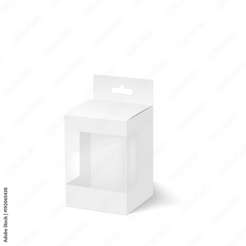 Blank of box with plastic window and hang slot. Vector Blank of box with plastic window and hang slot. Vector