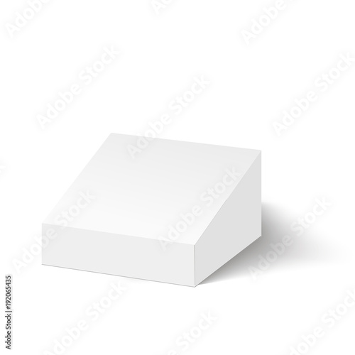 Blank of closed cardboard box with soft shadow. Cosmetic box. Vector