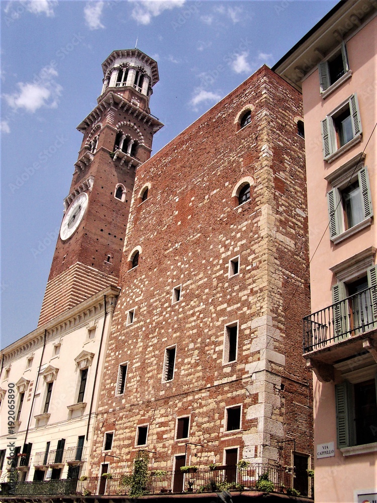 Torre dei Lamberti from Piazza delle Erbe in Verona