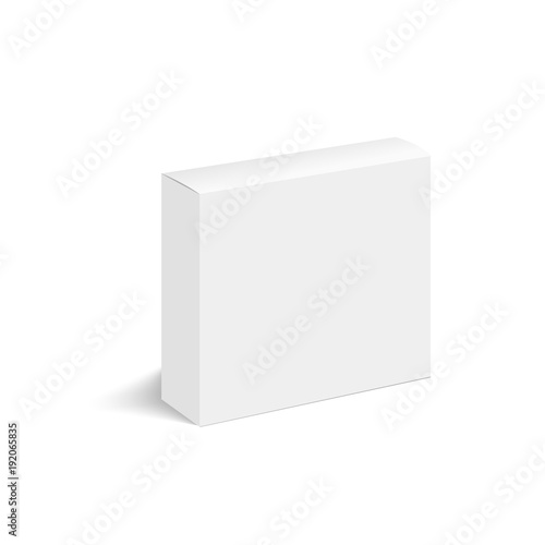Blank of closed cardboard box with soft shadow. Cosmetic box. Vector © Rafael