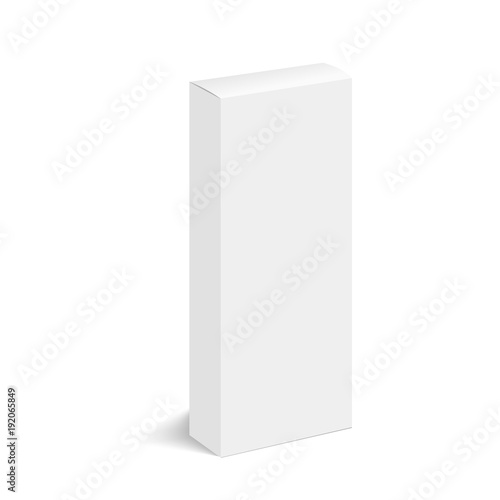 Blank of closed cardboard box with soft shadow. Cosmetic box. Vector