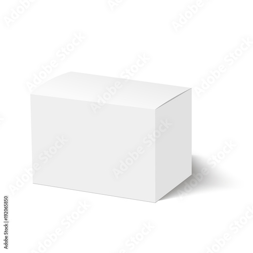 Blank of closed cardboard box with soft shadow. Cosmetic box. Vector © Rafael