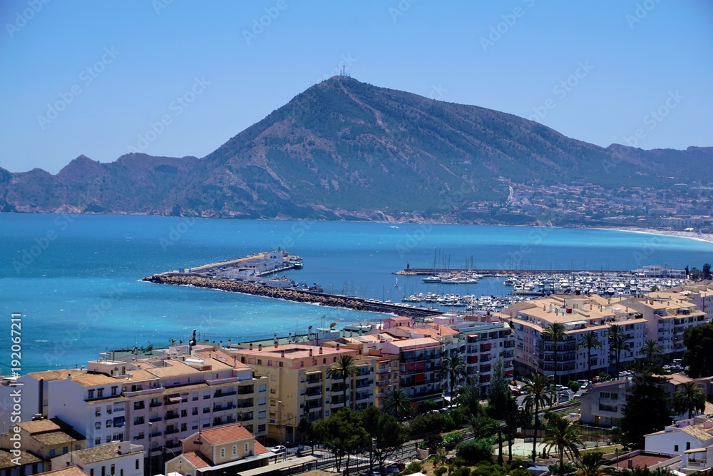 View over the port of Altea to a mountain