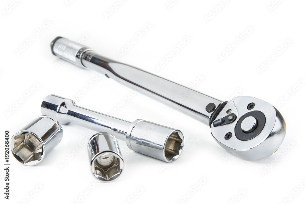 Preset Torque Wrench Ratchet on white background Preset Torque Wrench Ratchet on white background