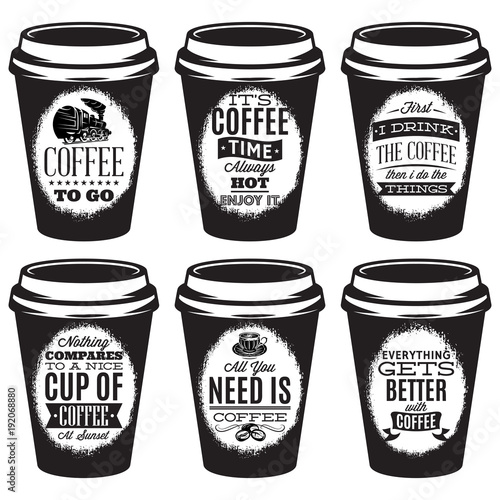 vector set of patterns for paper cups for coffee